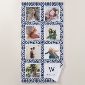 Monogram voor marinesolling & witte patterische fo strandlaken (Voorkant)