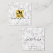 Monogram voor marmer Black en Gold Modern Vierkante Visitekaartje (Voorkant / Achterkant)