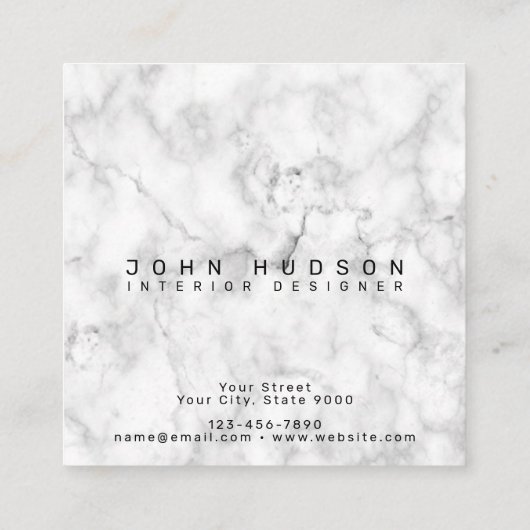 Monogram voor marmer Black en Gold Modern Vierkante Visitekaartje (Achterkant)