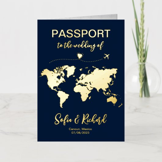 Monogram voor Mexico Wedding Wereldkaart Folie Wenskaart (Voorkant)