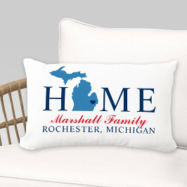 Monogram voor Michigan Home Red en Blue Custom Buitenkussen
