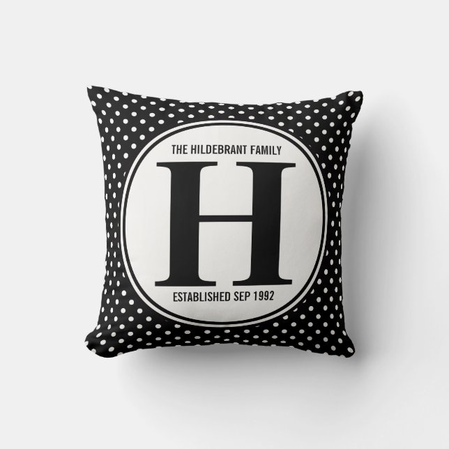 Monogram voor Mod Polka Dots Family Kussen (Voorkant)