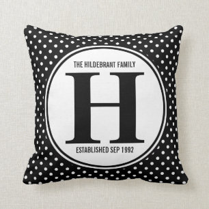 Monogram voor Mod Polka Dots Family Kussen