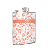 Monogram voor modern perforatekoraal tropisch bloe heupfles (Rechts)