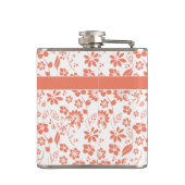 Monogram voor modern perforatekoraal tropisch bloe heupfles (Achterkant)