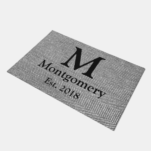 Monogram voor moderne grijze rillingen en zwarte f deurmat (Schuin)