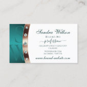 Monogram voor moderne witte en Blauwgroen Roos Gol Visitekaartje (Achterkant)