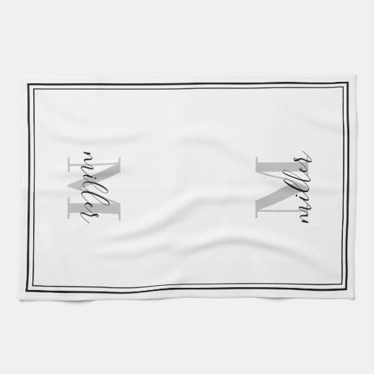 Monogram voor moderne zwarte Lijst Theedoek (Horizontaal)