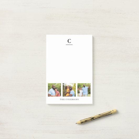 Monogram voor multi-fotoserie post-it® notes (Op bureau)