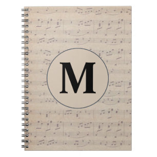 Monogram voor  muziekblad notitieboek
