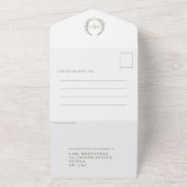 Monogram voor olijfgroen witte ovale olijvenblad all in one uitnodiging (Buitenkant)