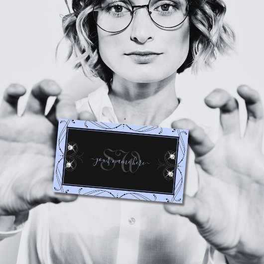 Monogram voor ornamental Black Blue Sparking Diamo Visitekaartje