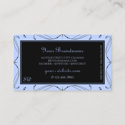 Monogram voor ornamental Black Blue Sparking Diamo Visitekaartje (Achterkant)