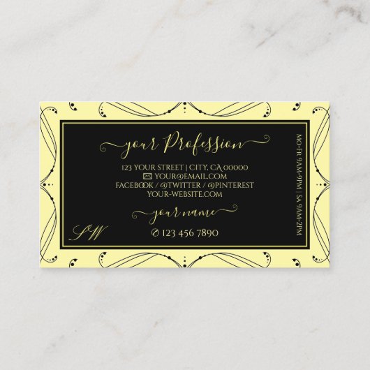Monogram voor ornamental Black crème Sparging Diam Visitekaartje (Achterkant)