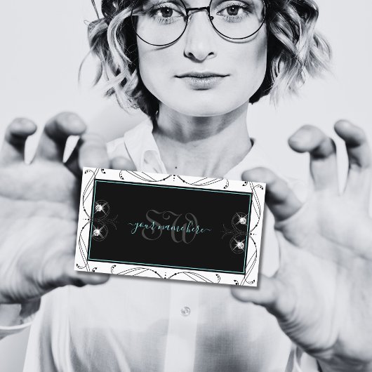 Monogram voor ornamental Black White Sparking Diam Visitekaartje