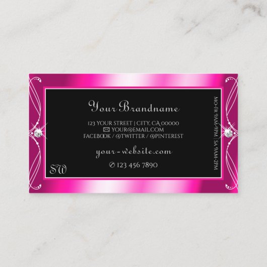 Monogram voor Ornamenten met zwarte en roze spaard Visitekaartje (Achterkant)