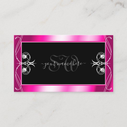 Monogram voor Ornamenten met zwarte en roze spaard Visitekaartje (Voorkant)