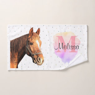 Monogram voor paardendier paardensportstallen handdoek