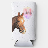 Monogram voor  paardendier paardensportstallen seltzer blikjeskoeler (Voorkant)