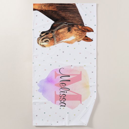 Monogram voor paardendier paardensportstallen strandlaken (Voorkant)