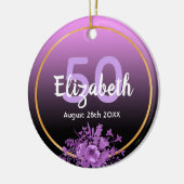 Monogram voor paarse bloemkolen keramisch ornament (Links)