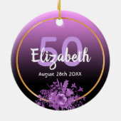 Monogram voor paarse bloemkolen keramisch ornament (Achterkant)