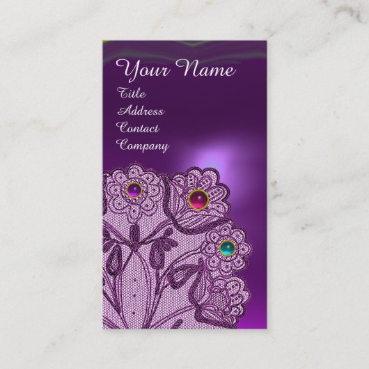 MONOGRAM VOOR PAARSE LACE-STROMEN EN KLEURSTOFFEN  VISITEKAARTJE (Voorkant)