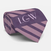Monogram voor Paarse stripes Stropdas (Opgerold)