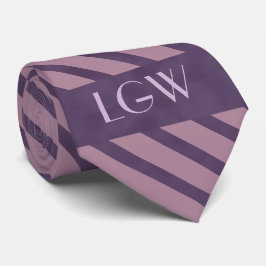 Monogram voor Paarse stripes Stropdas