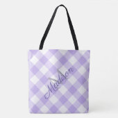 Monogram voor Paarse vendel Cute Girly Pset Lavend Tote Bag (Voorkant)