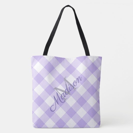 Monogram voor Paarse vendel Cute Girly Pset Lavend Tote Bag (Achterkant)