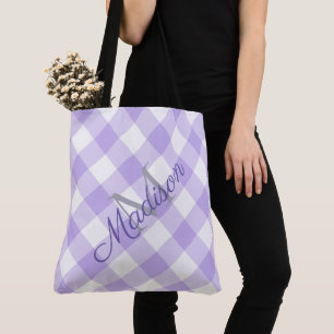 Monogram voor Paarse vendel Cute Girly Pset Lavend Tote Bag