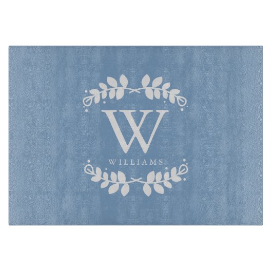 Monogram voor Periwinkle Blue Family Snijplank (Voorkant)