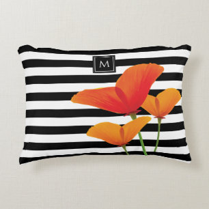 Monogram voor popy zwarte stripper accent kussen