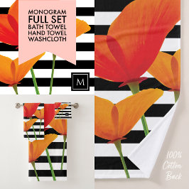 Monogram voor popy zwarte stripper bad handdoek