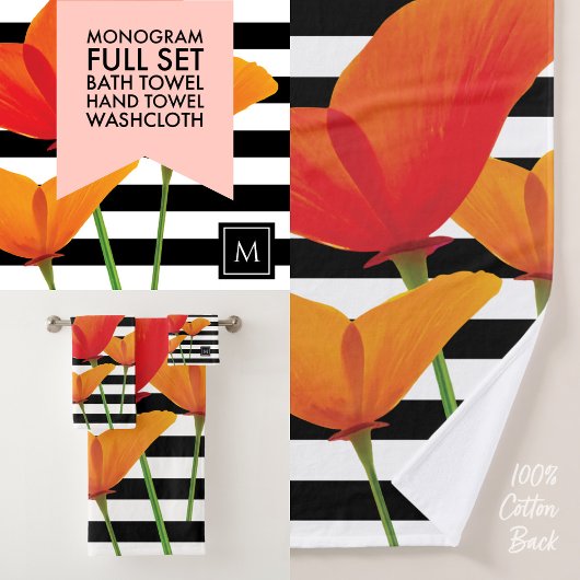 Monogram voor popy zwarte stripper bad handdoek