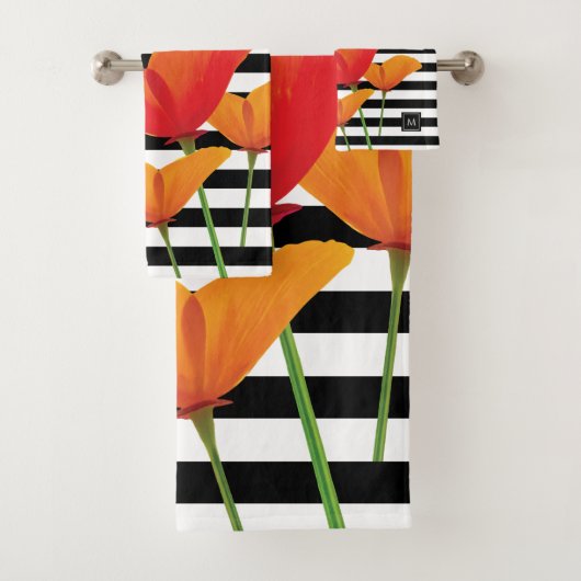 Monogram voor popy zwarte stripper bad handdoek (Insitu)