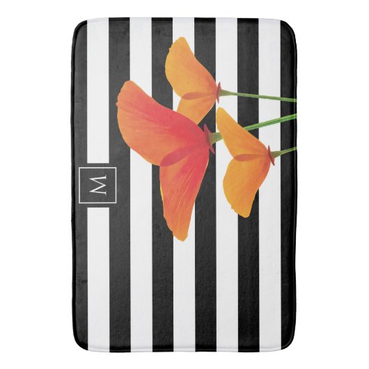 Monogram voor popy zwarte stripper badmat (Voorkant Verticaal)