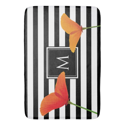 Monogram voor popy zwarte stripper badmat (Voorkant Verticaal)