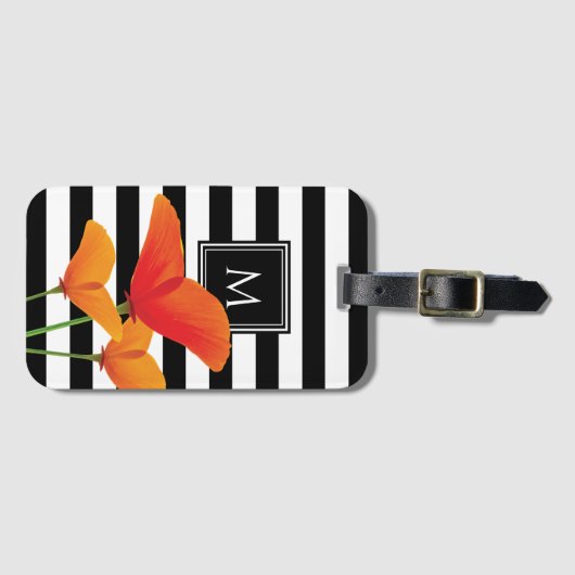 Monogram voor popy zwarte stripper bagagelabel (Voorkant (horizontaal))