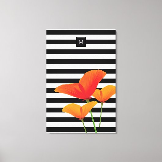 Monogram voor popy zwarte stripper canvas afdruk (Voorkant)