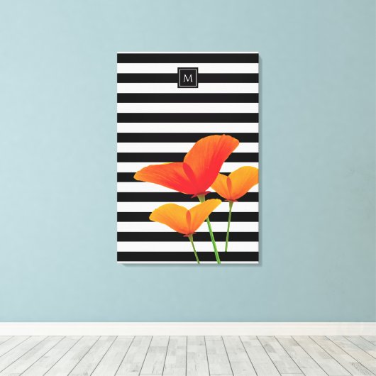 Monogram voor popy zwarte stripper canvas afdruk (Insitu (Houten vloer))