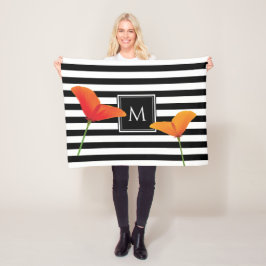 Monogram voor popy zwarte stripper fleece deken