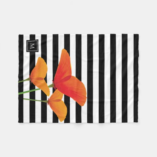 Monogram voor popy zwarte stripper fleece deken (Voorkant (Horizontaal))