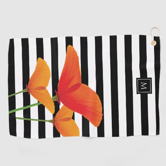 Monogram voor popy zwarte stripper golfhanddoek (Horizontaal)