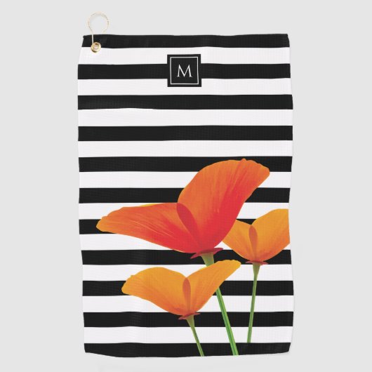 Monogram voor popy zwarte stripper golfhanddoek (Voorkant)