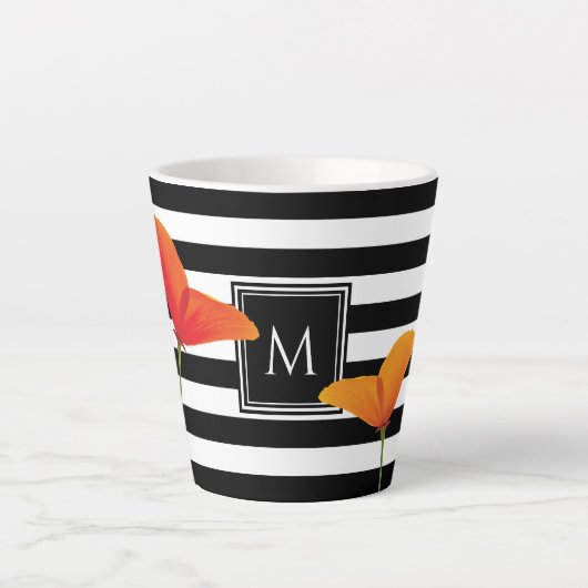 Monogram voor popy zwarte stripper latte mok (Voorkant)