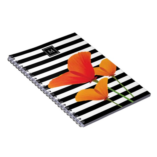 Monogram voor popy zwarte stripper notitieboek (Rechterzijde)