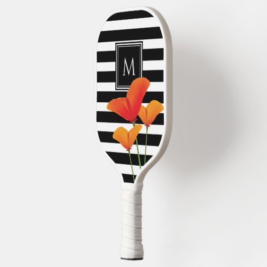 Monogram voor popy zwarte stripper pickleball paddle (Links)