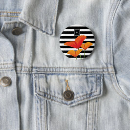 Monogram voor popy zwarte stripper ronde button 5,7 cm